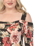 Women's  Cold Shoulder 3/4 Sleeve Dress - Black - Plus