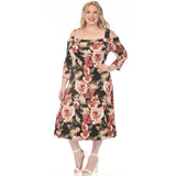 Women's  Cold Shoulder 3/4 Sleeve Dress - Black - Plus