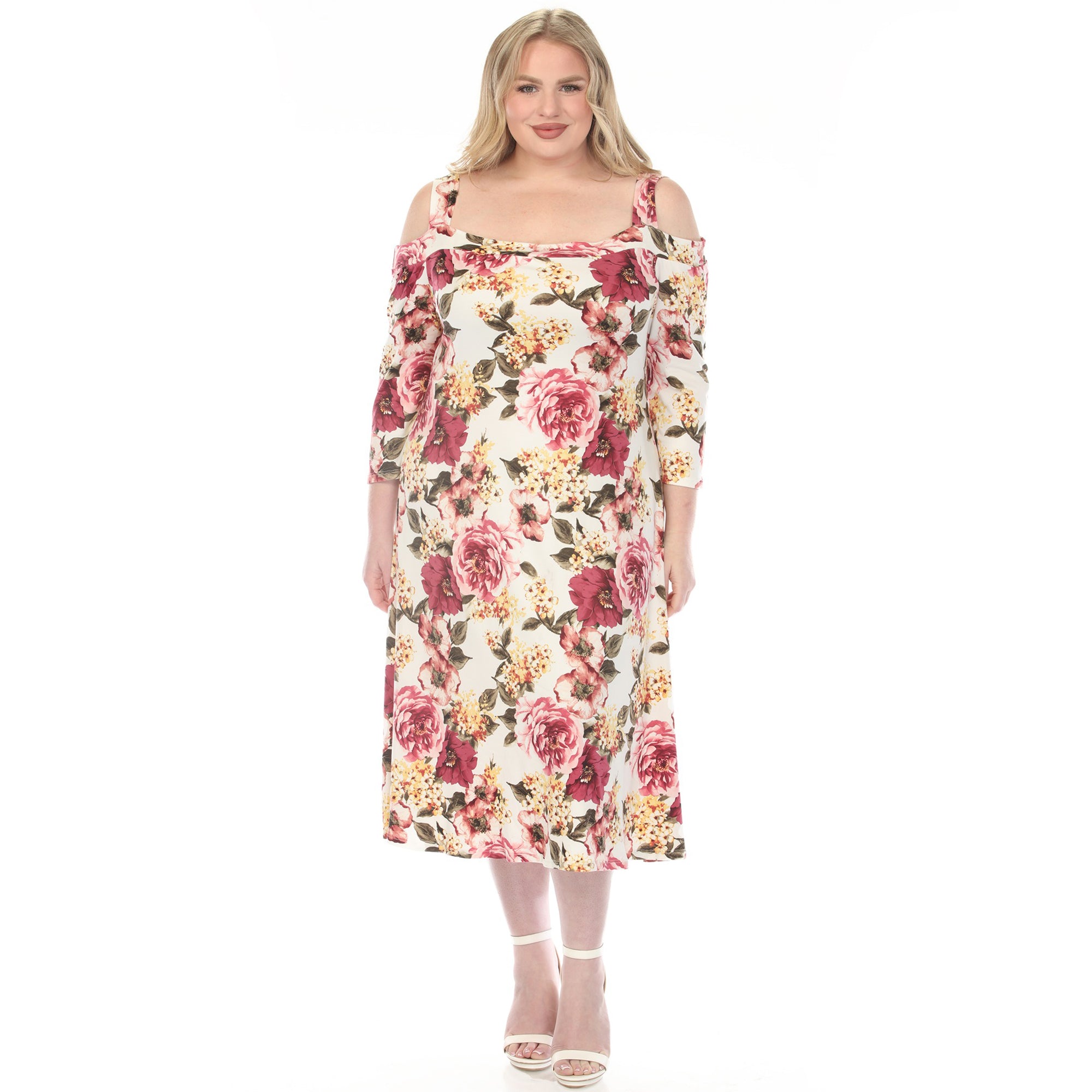 Women's  Cold Shoulder 3/4 Sleeve Dress