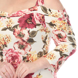 Women's  Cold Shoulder 3/4 Sleeve Dress - Ivory Mauve - Plus