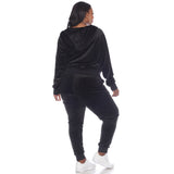 White Mark Women's  2 Piece Velour Tracksuit Set - Plus