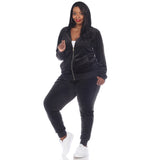 White Mark Women's  2 Piece Velour Tracksuit Set - Plus