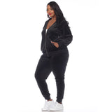 White Mark Women's  2 Piece Velour Tracksuit Set - Plus