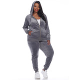 White Mark Women's  2 Piece Velour Tracksuit Set - Plus