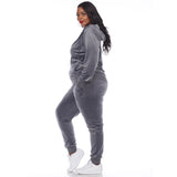 White Mark Women's  2 Piece Velour Tracksuit Set - Plus
