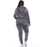 White Mark Women's  2 Piece Velour Tracksuit Set - Plus