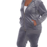 White Mark Women's  2 Piece Velour Tracksuit Set - Plus