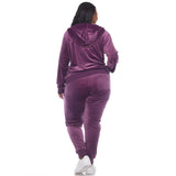 White Mark Women's  2 Piece Velour Tracksuit Set - Plus