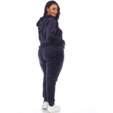 White Mark Women's  2 Piece Velour Tracksuit Set - Plus