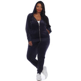 White Mark Women's  2 Piece Velour Tracksuit Set - Plus