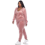 White Mark Women's  2 Piece Velour Tracksuit Set - Plus