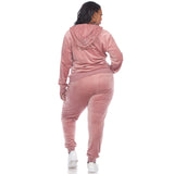 White Mark Women's  2 Piece Velour Tracksuit Set - Plus