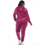 White Mark Women's  2 Piece Velour Tracksuit Set - Plus