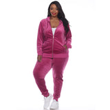 White Mark Women's  2 Piece Velour Tracksuit Set - Plus