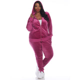 White Mark Women's  2 Piece Velour Tracksuit Set - Plus