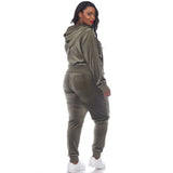 White Mark Women's  2 Piece Velour Tracksuit Set - Plus