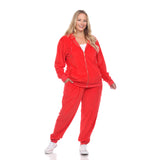 White Mark Women's  2 Piece Velour Tracksuit Set - Plus
