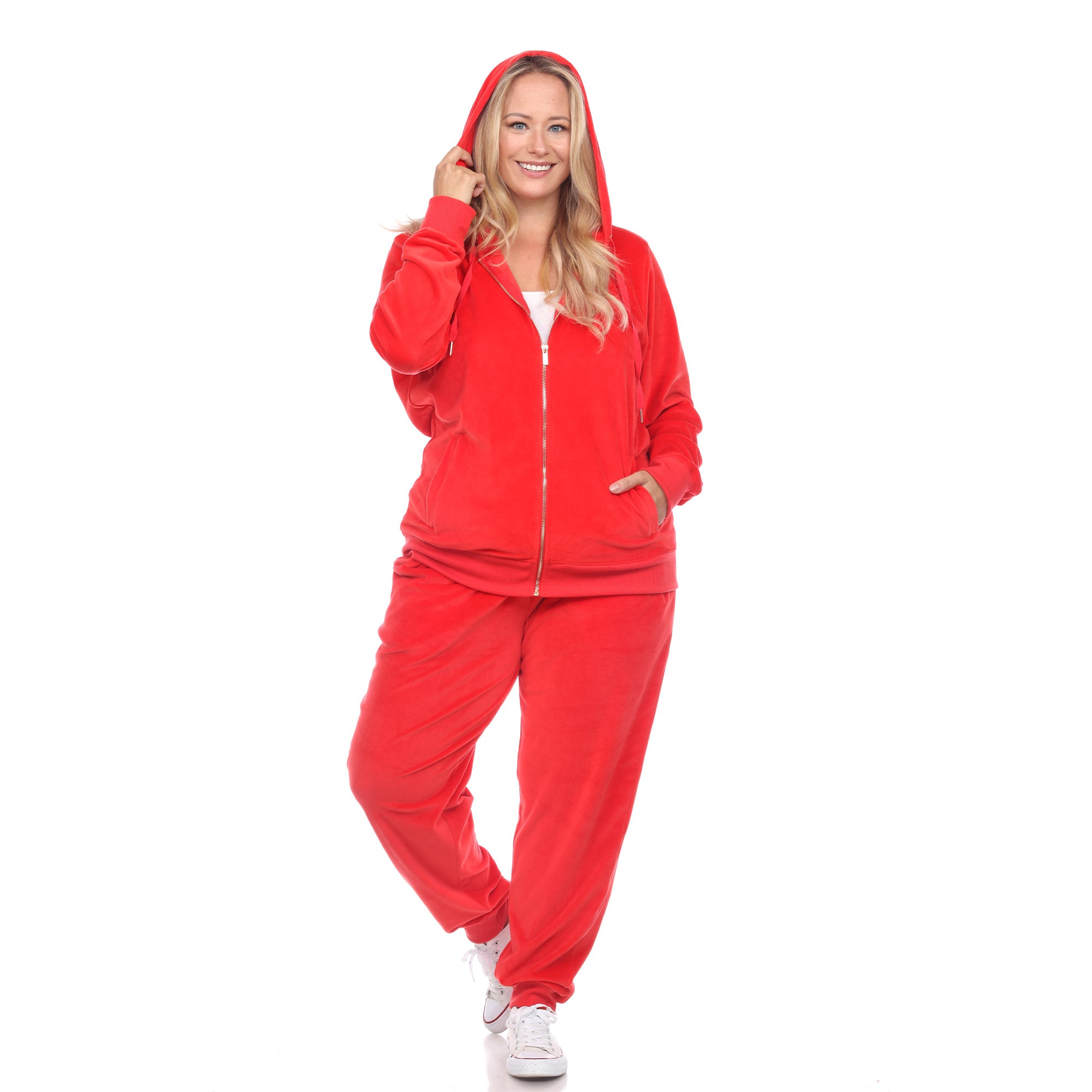 White Mark Women's 2 Piece Velour Tracksuit Set - Plus – Dressbarn