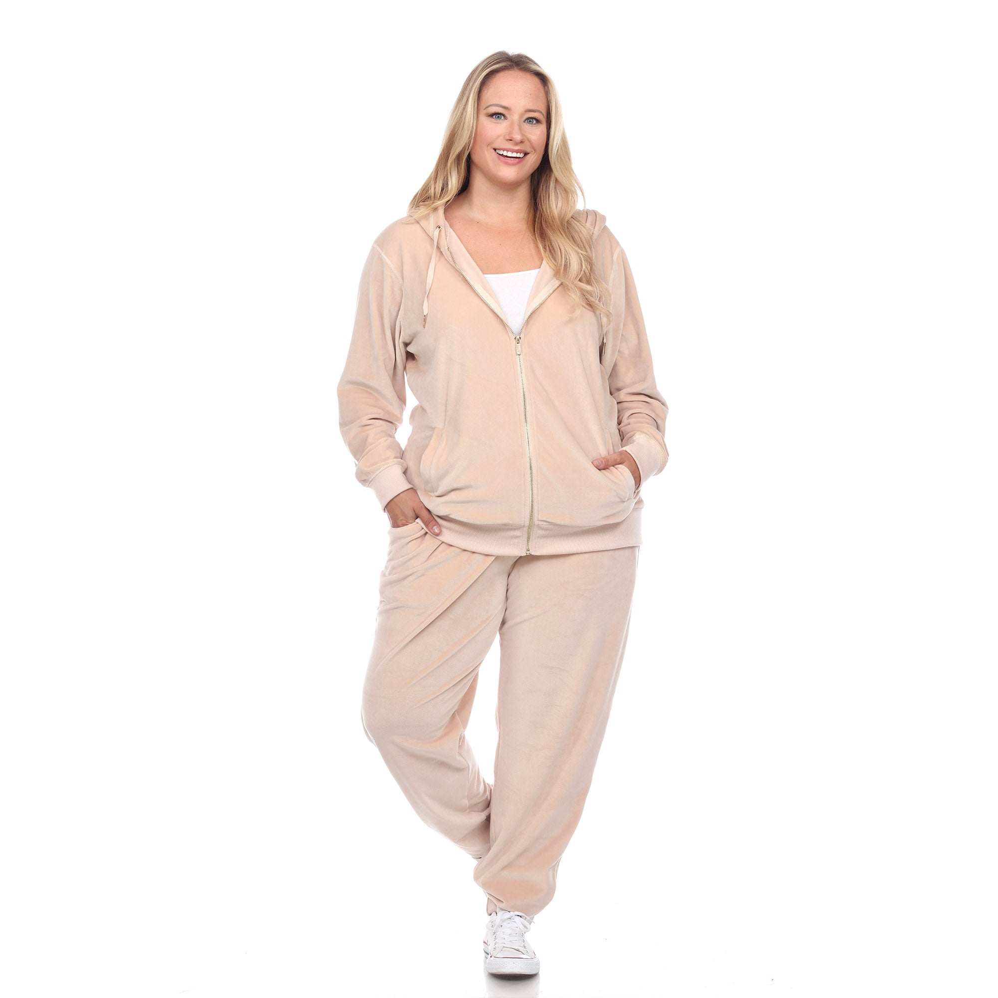 White-Mark-Women's--2-Piece-Velour-Tracksuit-Set-Plus-Outfit-Sets