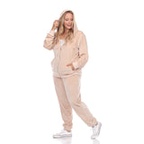 White Mark Women's  2 Piece Velour Tracksuit Set - Plus