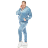 White Mark Women's  2 Piece Velour Tracksuit Set - Plus