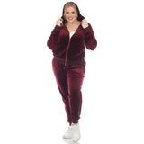 White Mark Women's  2 Piece Velour Tracksuit Set - Plus