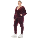 White Mark Women's  2 Piece Velour Tracksuit Set - Plus