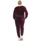 White Mark Women's  2 Piece Velour Tracksuit Set - Plus