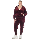 White Mark Women's  2 Piece Velour Tracksuit Set - Plus