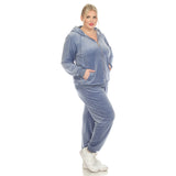 White Mark Women's  2 Piece Velour Tracksuit Set - Plus