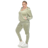 White Mark Women's  2 Piece Velour Tracksuit Set - Plus