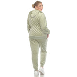 White Mark Women's  2 Piece Velour Tracksuit Set - Plus