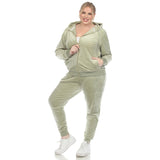 White Mark Women's  2 Piece Velour Tracksuit Set - Plus