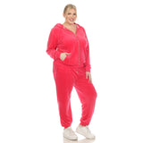 White Mark Women's  2 Piece Velour Tracksuit Set - Plus