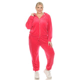 White Mark Women's  2 Piece Velour Tracksuit Set - Plus
