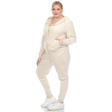 White Mark Women's  2 Piece Velour Tracksuit Set - Plus