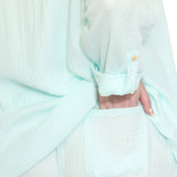 Plus Size Gauze Button-Front Shirt & Shorts Set - Mint - Plus