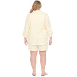 Plus Size Gauze Button-Front Shirt & Shorts Set - Ivory - Plus