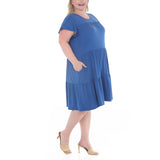 Plus Size Flutter Sleeve Ruffle Tiered Dress