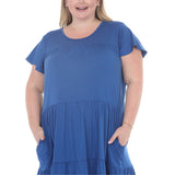 Plus Size Flutter Sleeve Ruffle Tiered Dress