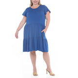 Plus Size Flutter Sleeve Ruffle Tiered Dress
