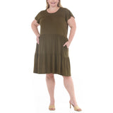 Plus Size Flutter Sleeve Ruffle Tiered Dress