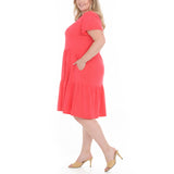 Plus Size Flutter Sleeve Ruffle Tiered Dress