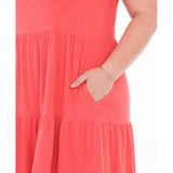 Plus Size Flutter Sleeve Ruffle Tiered Dress