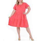Plus Size Flutter Sleeve Ruffle Tiered Dress