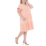 Plus Size Flutter Sleeve Ruffle Tiered Dress
