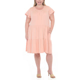 Plus Size Flutter Sleeve Ruffle Tiered Dress