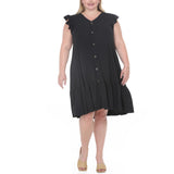 Plus Size Button Front Tiered Swing Dress