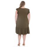 Plus Size Button Front Tiered Swing Dress