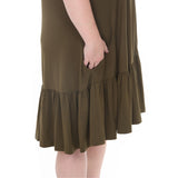Plus Size Button Front Tiered Swing Dress